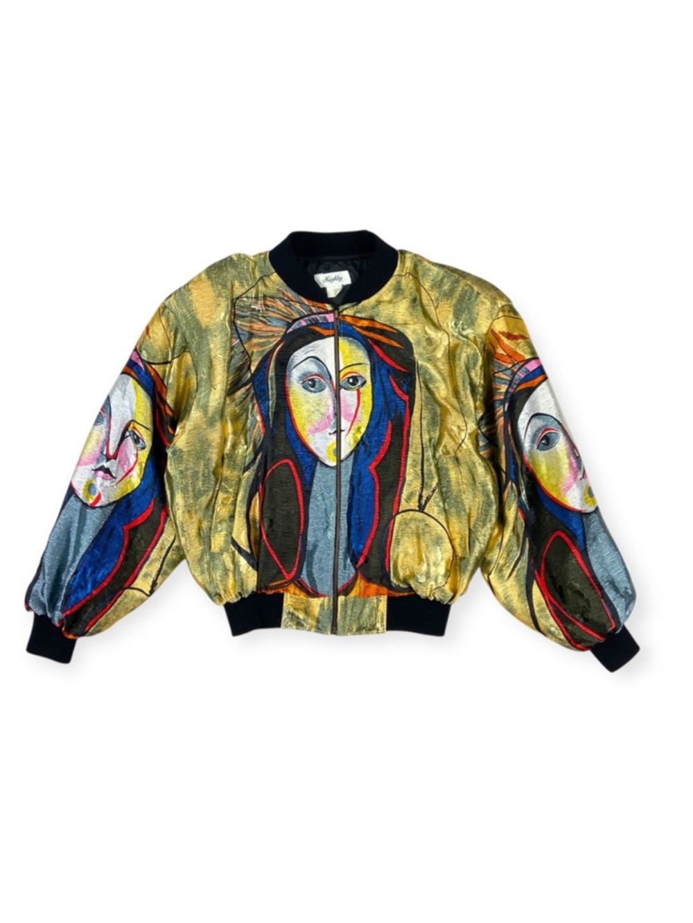 Mighty Vintage Picasso Satin Bomber Jacket